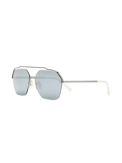 Shop Fendi Square Frame Sunglasses In White