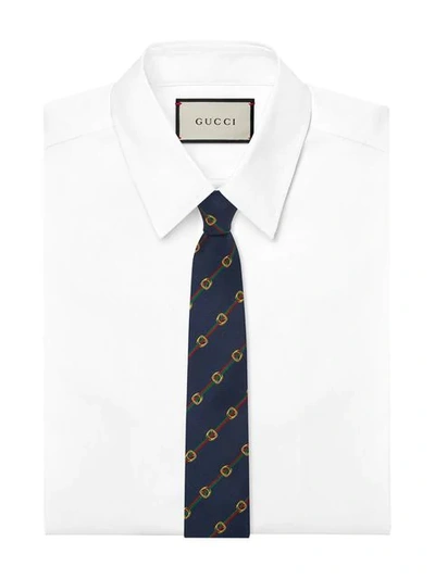 Shop Gucci Krawatte Mit Webstreifen In Blue