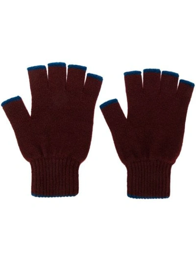 Shop Pringle Of Scotland Fingerless Gloves In Red