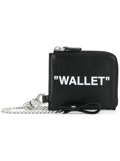 OFF-WHITE QUOTE ZIP AROUND WALLET - 黑色