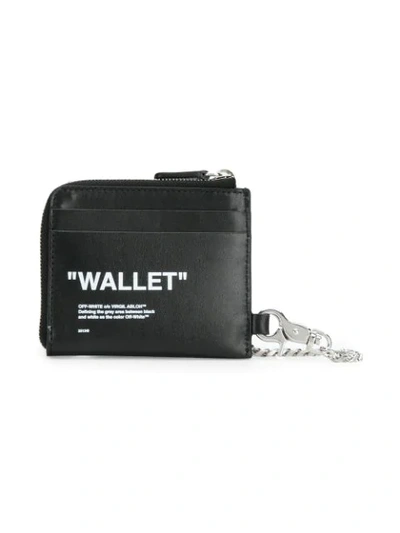 Shop Off-white Quote Zip Around Wallet In Black