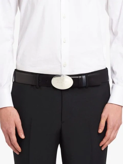 Shop Prada Oval Buckled Belt In Black