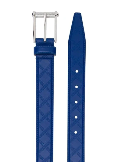 Shop Versace Embossed Buckle Belt In Blue