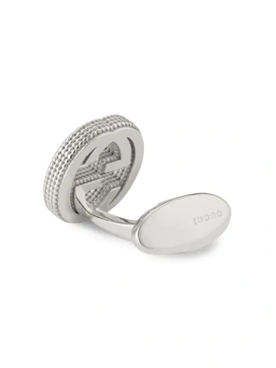 Shop Gucci Interlocking G Textured-edge Cufflinks In Metallic