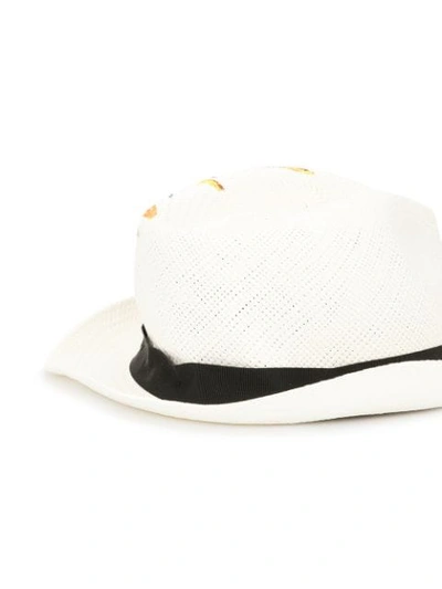 Shop Dolce & Gabbana Anthurium Print Panama Hat In White