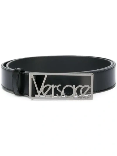 Shop Versace Logo Buckle Belt In Black