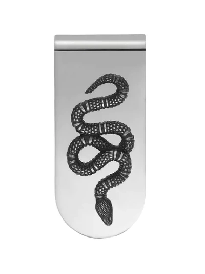 Shop Gucci Money Clip With Snake In Silver In Metallic