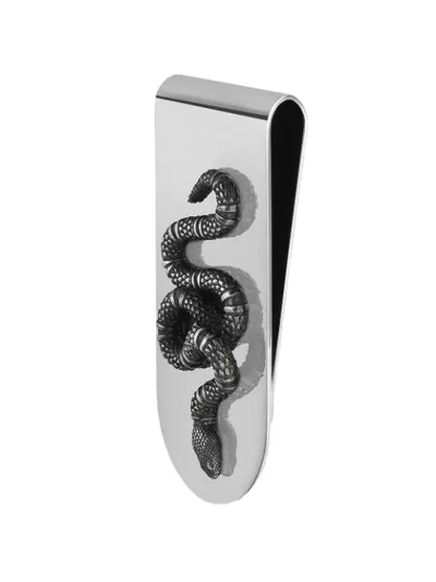 Shop Gucci Money Clip With Snake In Silver In Metallic