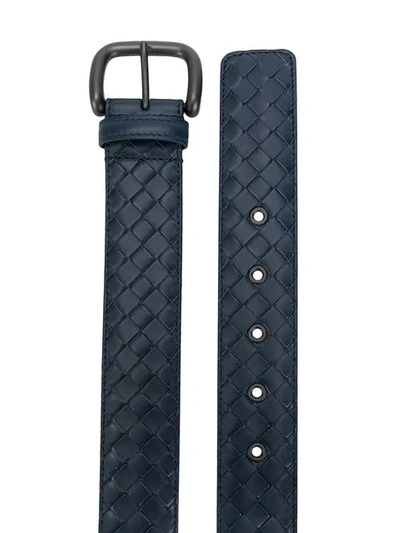 Shop Bottega Veneta Light Tourrmaline Intrecciato Belt In Blue