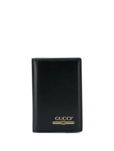 Shop Gucci Printed Logo Bi-fold Wallet In Black