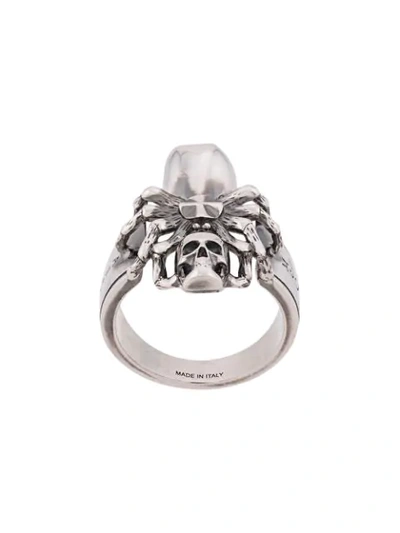 Shop Alexander Mcqueen Spider Motif Ring In Silver