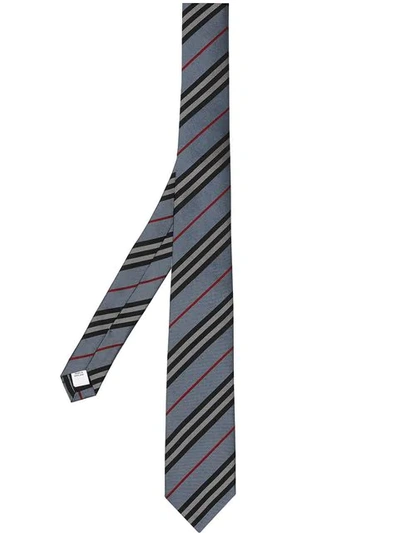Shop Burberry Icon Stripe Tie In Blue