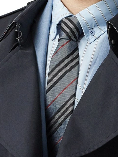 Shop Burberry Icon Stripe Tie In Blue