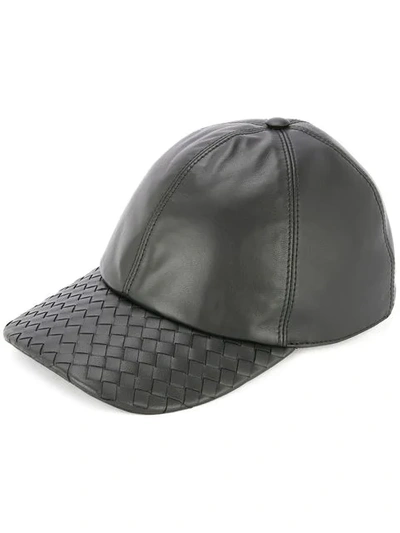Shop Bottega Veneta Leather Cap In Black