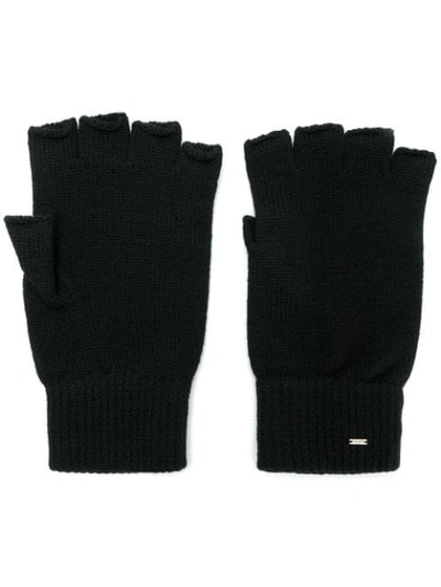 Shop Saint Laurent Fingerless Wool Gloves In 1000 Black