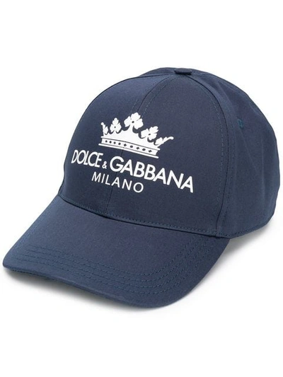 Shop Dolce & Gabbana Contrast Logo Baseball Cap In Blue