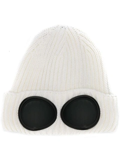 Shop C.p. Company Knitted Goggle Beanie In White
