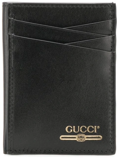Shop Gucci Logo Print Cardholder In Black