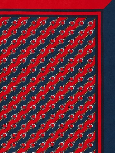 Shop Gucci Stirrup Motif Pocket Square In Red