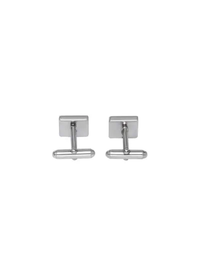 Shop Prada Logo Engraved Cufflinks In Metallic