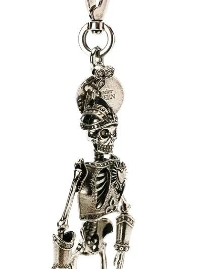 Shop Alexander Mcqueen Skeleton Armour Keyring In Metallic