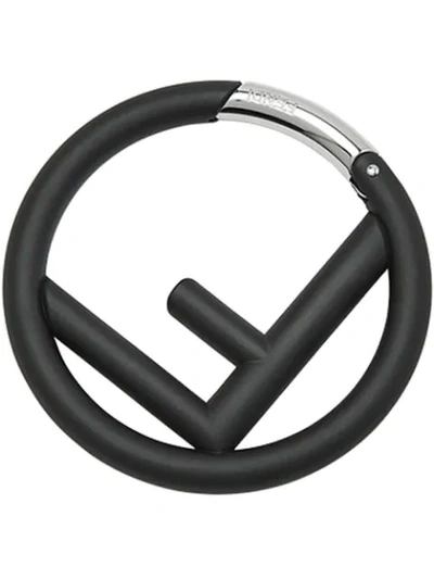 Shop Fendi Signature Logo Keyring - Black