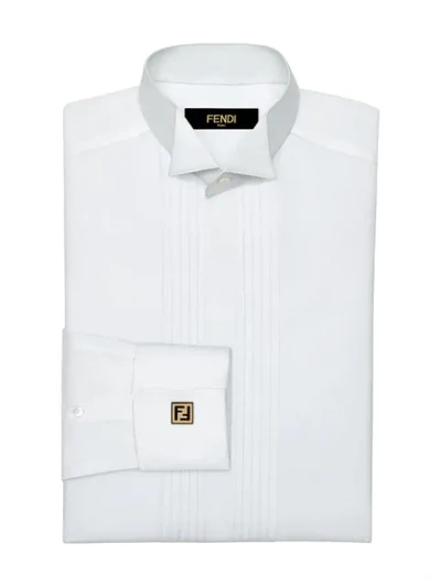 Shop Fendi Enamel Logo Cufflinks In F0a1f-soft Gold+black