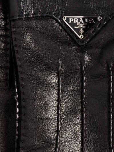 Shop Prada Stitch Detail Gloves In Black