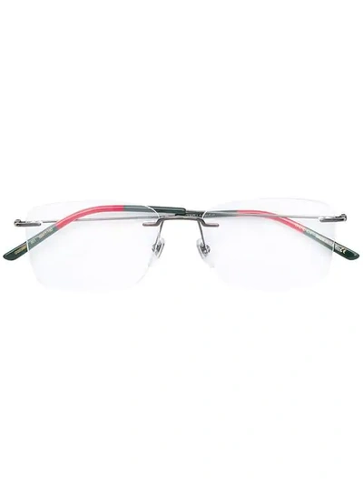 Shop Gucci Rectangle Frame Glasses In Metallic