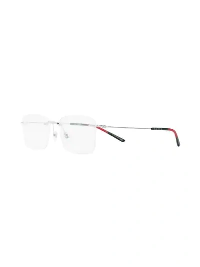 Shop Gucci Rectangle Frame Glasses In Metallic