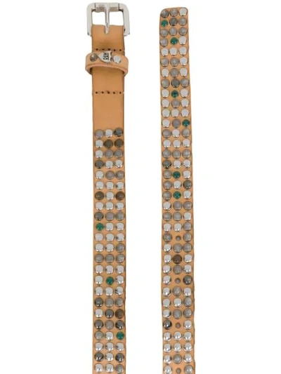 Shop Htc Los Angeles Studded Belt In Brown