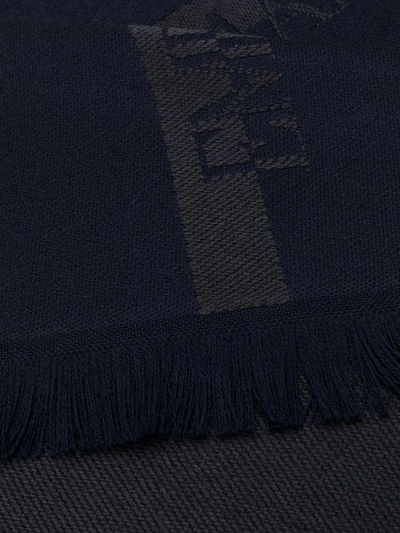 Shop Emporio Armani Logo Print Scarf In Blue