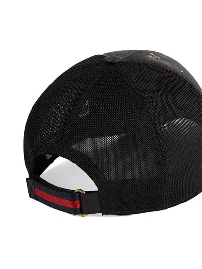 Shop Gucci Tiger Printed Baseball Cap In Black