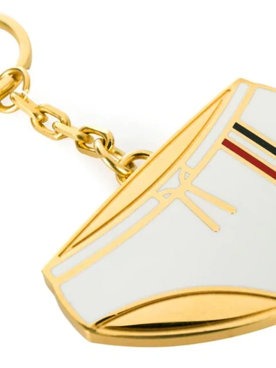 Shop Thom Browne Rwb Stripe Swim Brief Keyring In White