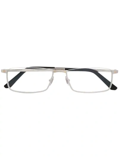 Shop Cartier Rectangular Frame Glasses In Silver