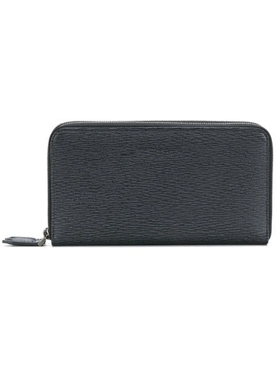 Shop Ferragamo Embossed Zip Around Wallet In Black