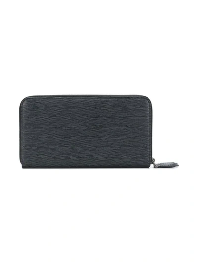 Shop Ferragamo Embossed Zip Around Wallet In Black