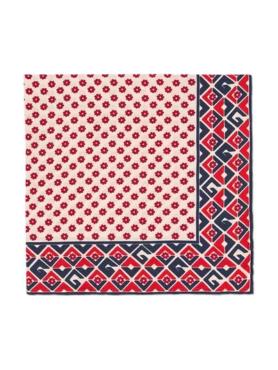 Shop Gucci Geometric G Print Silk Pocket Square - Neutrals