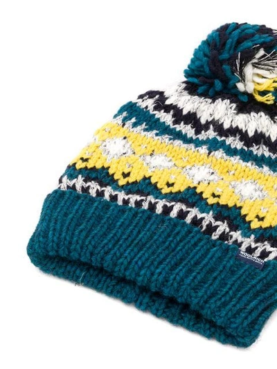 Shop Woolrich Embroidered Beanie Hat In 2721 Multicolore
