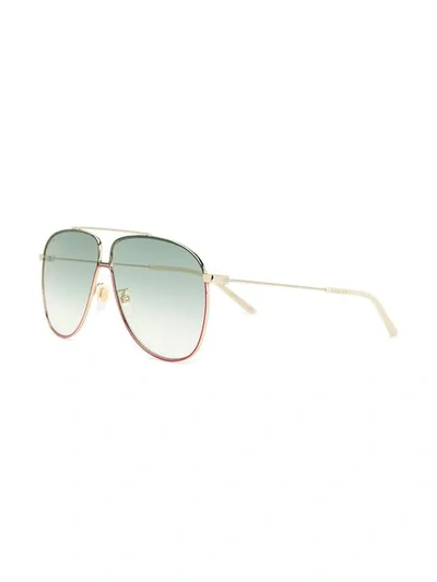 Shop Gucci Aviator Sunglasses In Gold ,neutral