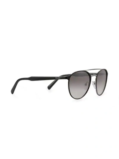 Shop Prada Mirrored Carbon Sunglasses In Black