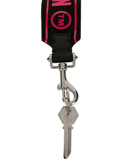 Shop Philipp Plein Logo Keychain With Key In Black