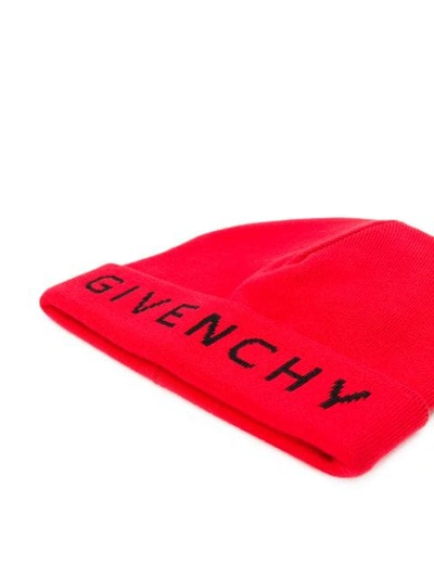 Shop Givenchy Logo Beanie In Red