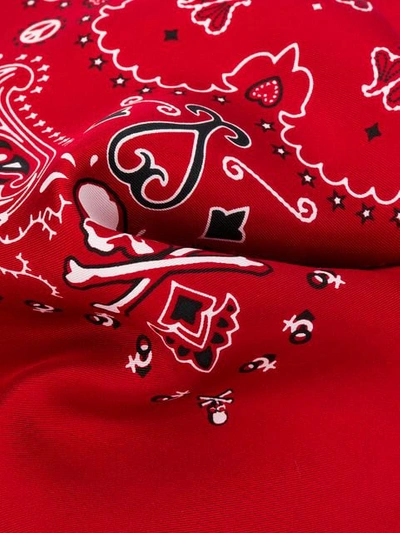 Shop Mastermind Japan Skull Paisley Print Scarf - Red