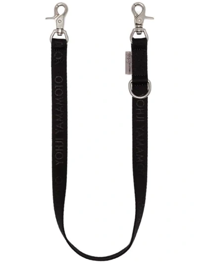 Shop Yohji Yamamoto Black Logo Embroidered Strap