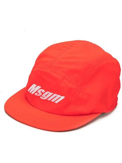 Shop Msgm Classic Logo Cap In Red