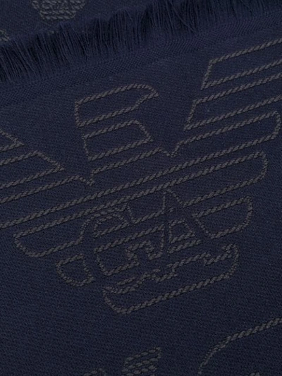 Shop Emporio Armani Logo Embroidered Scarf In Blue