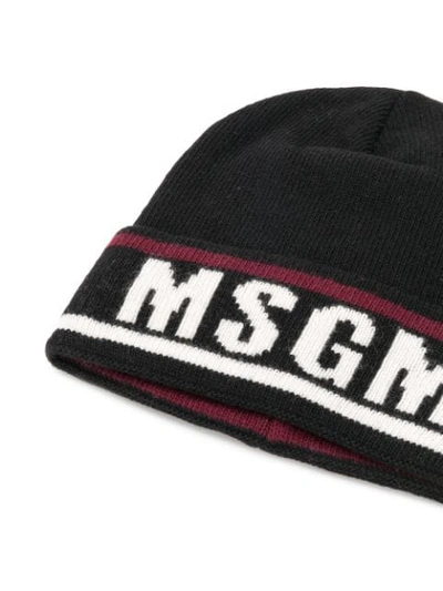 Shop Msgm Logo Beanie Hat In Black