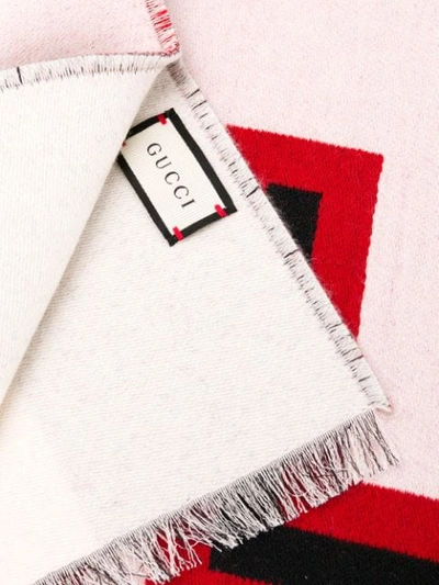 Shop Gucci Intarsia-knit Scarf In White