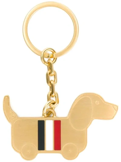 Shop Thom Browne Hector Icon Brass Keyring In Metallic